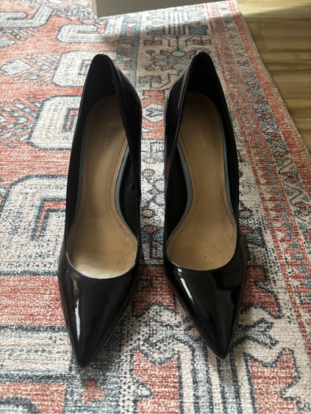 Zara Black Patent Pointed-Toe Stiletto Pumps